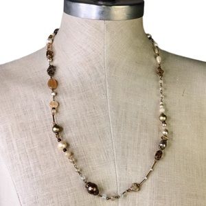 DESERT HEART Brown Bead Pearl Stone Necklace